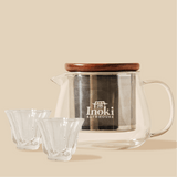 Tea Set (Glass Teapot + 2 Flower Cups)