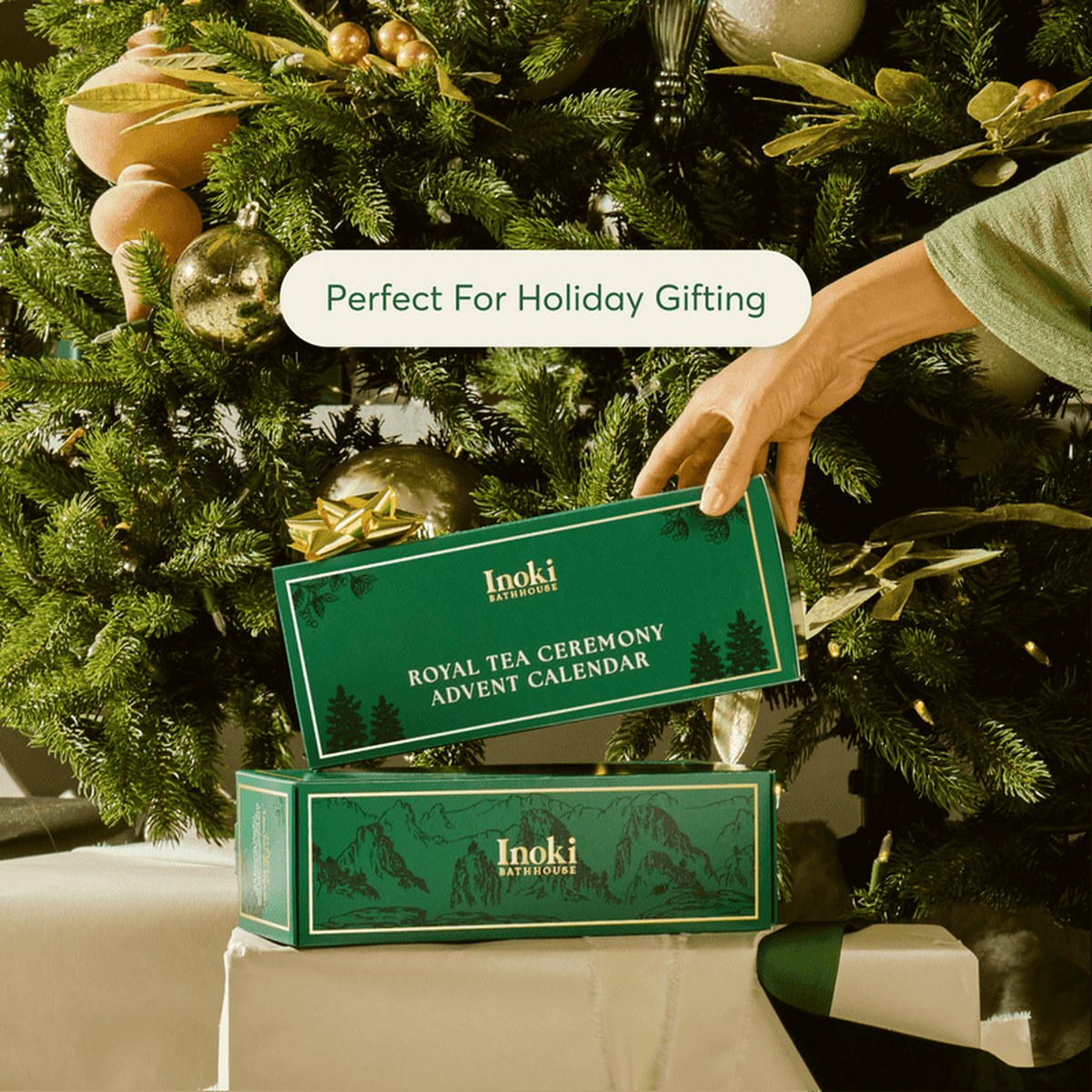 Royal Tea Advent Calendar placed under a Christmas tree