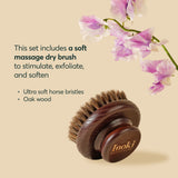 Soft massage dry brush with horse bristles and oak wood